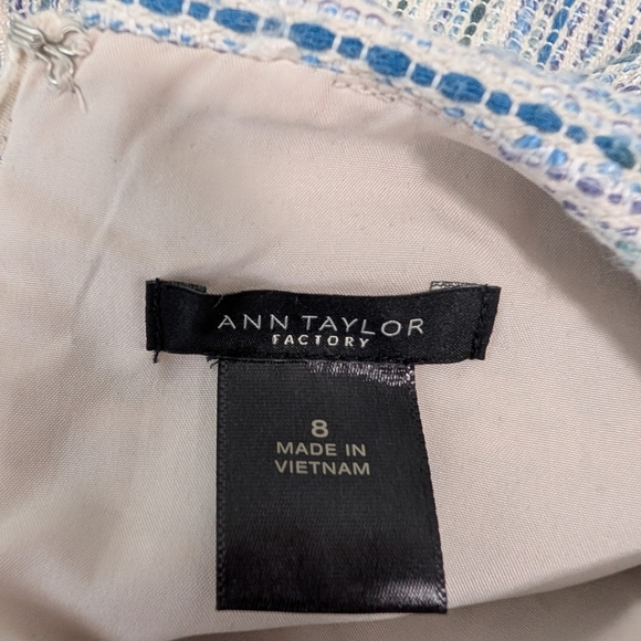 Ann Taylor Factory Blue Tweed Sheath Dress | Size 8 | EUC Professional - Picture 2 of 15